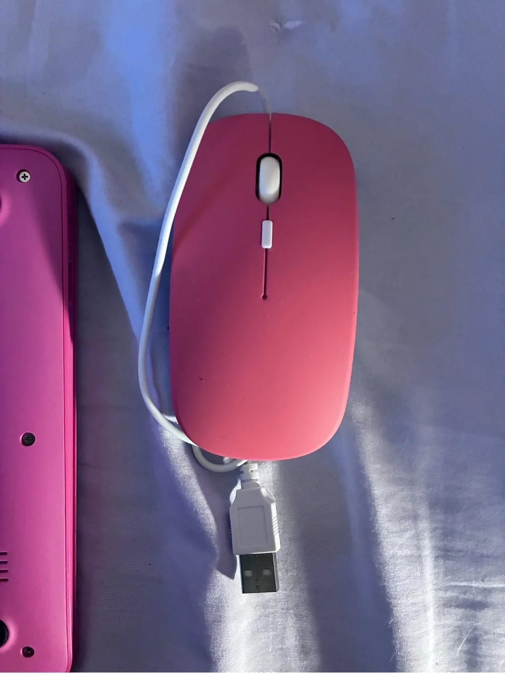 Compact Pink Laptop with Matching USB Mouse